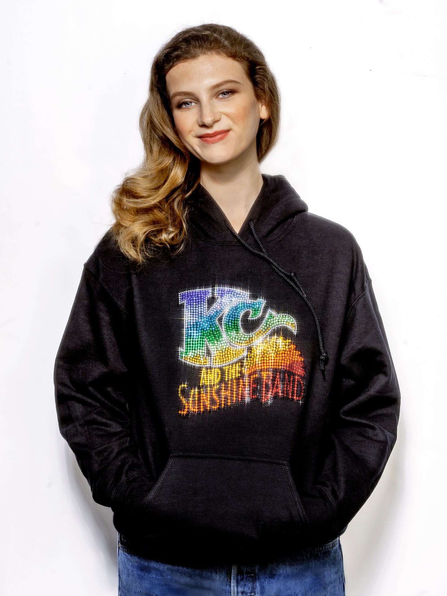 Black Hooded Crystal Logo Sweatshirt