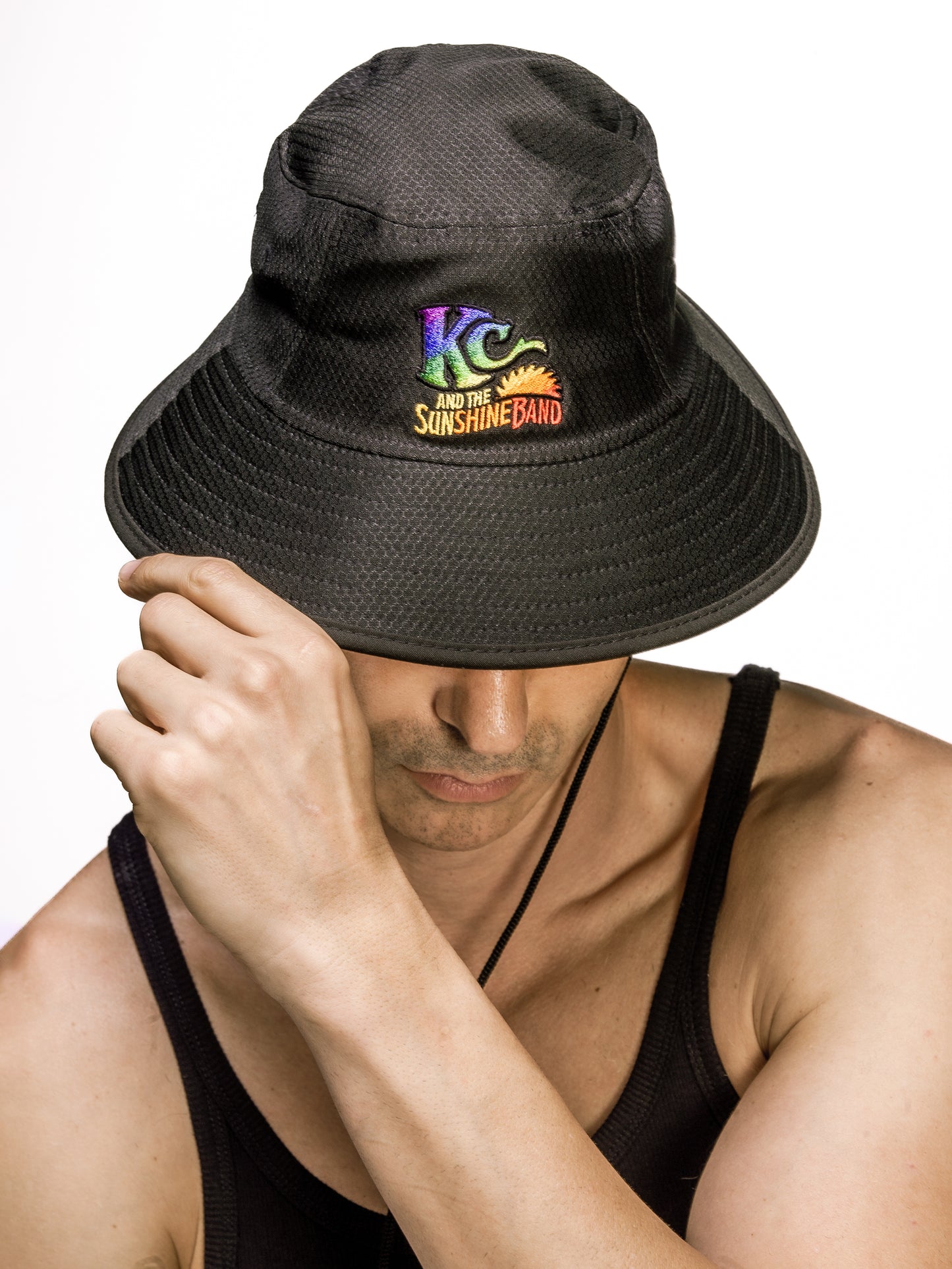 Black Sun Hat with Color Logo